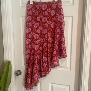 Asymmetrical midi floral skirt